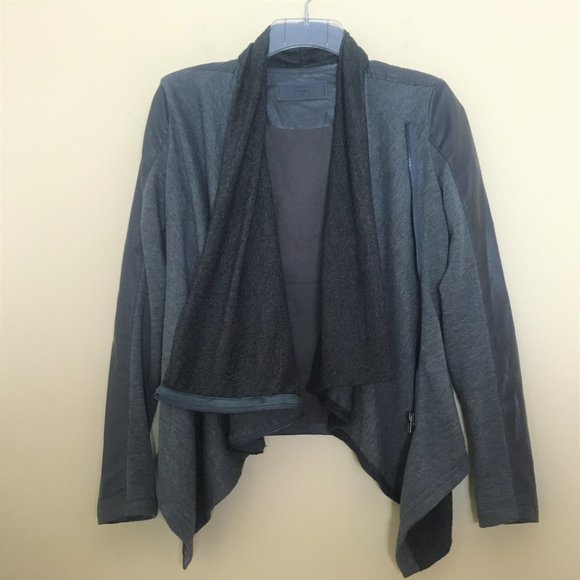 BLANK NYC Vegan Leather Moto Jacket XS Quiet Luxury Neutral Cozy - Picture 4 of 8